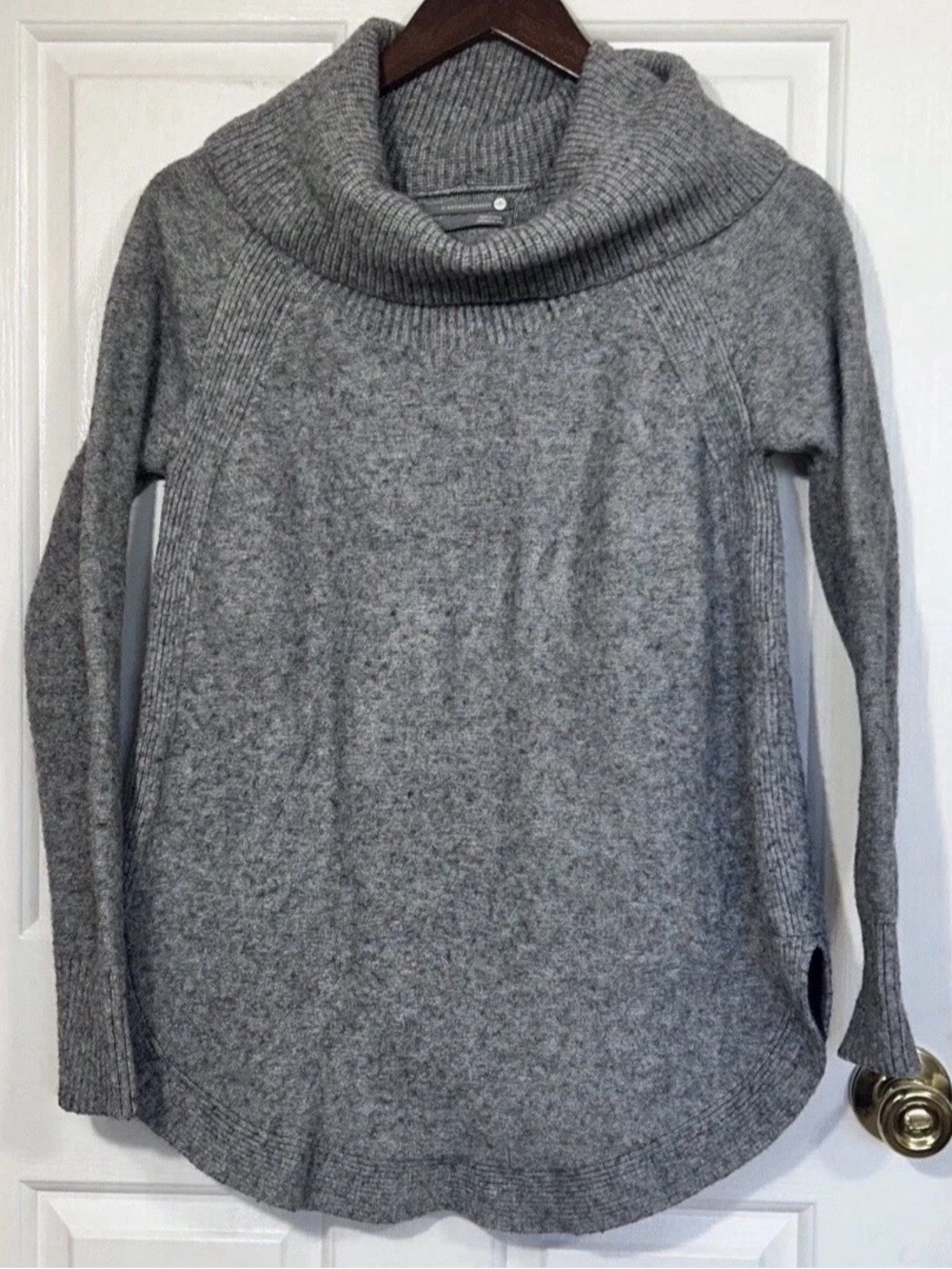 Anthropologie Cozy Heather Grey Cowl Neck Tunic Sweater M